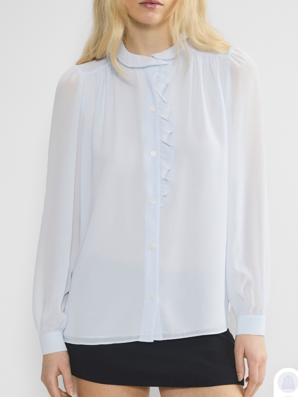 Artizia Wilfred Valentina Light Blue Ruffle-Front Blouse
